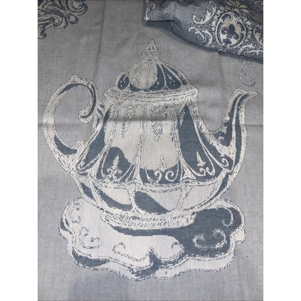 2 SOUSA DIAS BLUE TEACUPS 100% Cotton Jacquard Kitchen Fringe Towels‎ 20